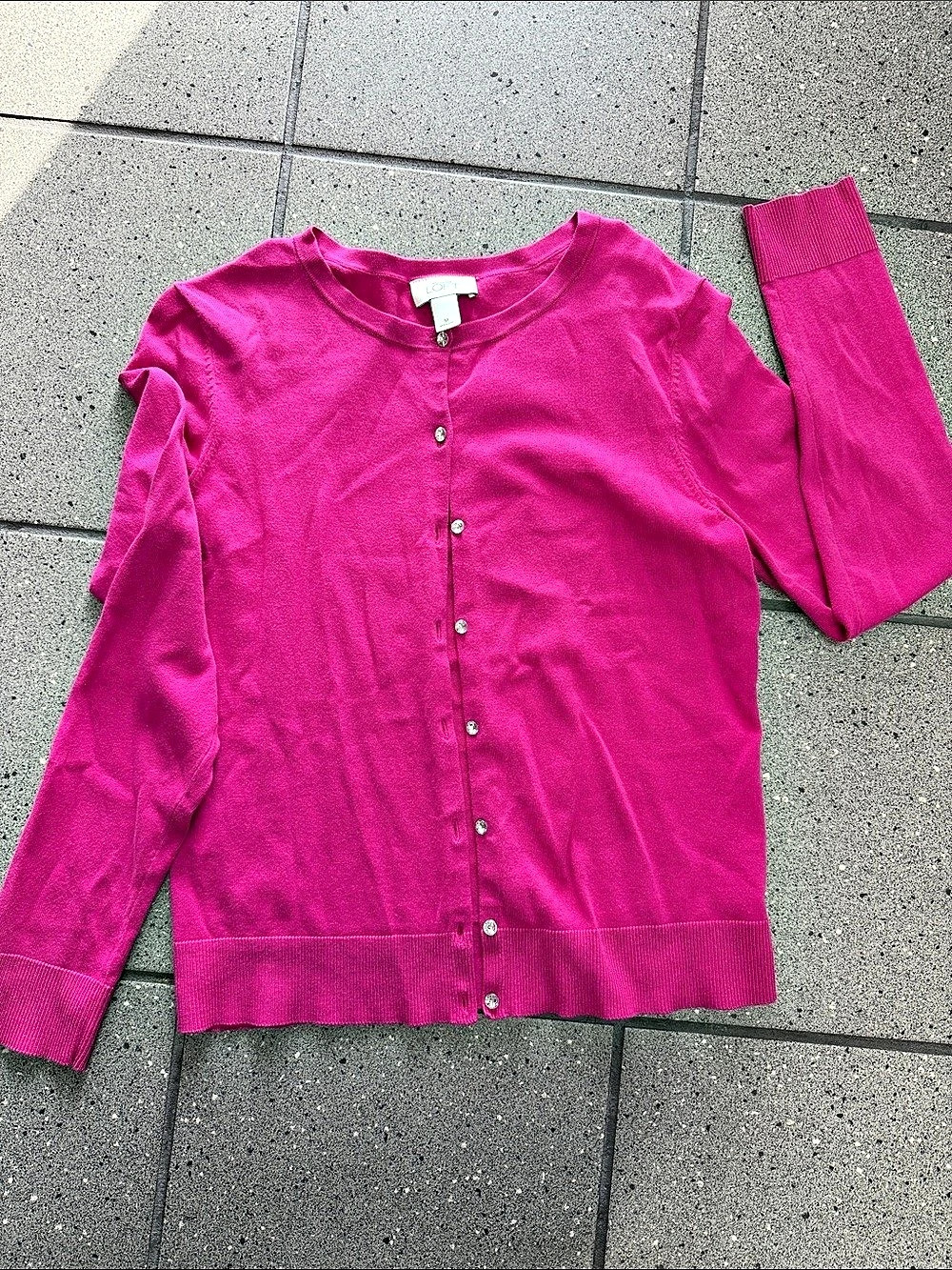 LOFT Ann Taylor LOFT Rhinestone Button Cardigan Rhinestone Button Cardigan Pink